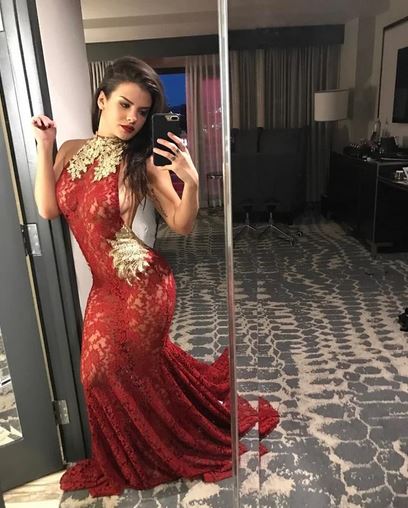 Keisha Grey wearing a ballroom dress 