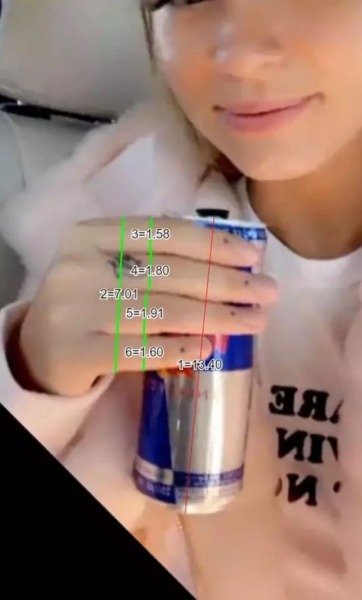 Van Wylde cock measured hand size redbull can 