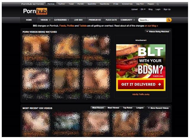 pornhub ads location