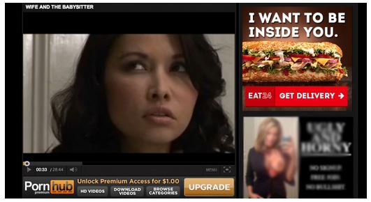 Pornhub video page ads location